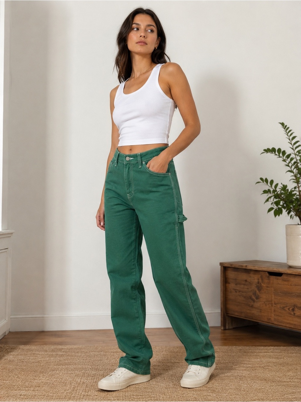 Dickies Carpenter Pants Green | High Rise Utility Workwear | Size 26